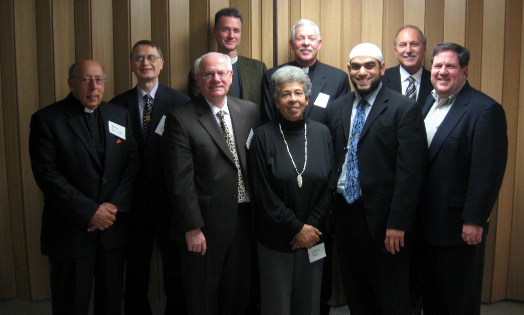 FPWF-Group From left, Front: Father Ron Gioffi, Director of Social Concerns, Diocese of Trenton; Jacob Toporek, Executive Director, NJ State Association of Jewish Federations; Valorie Caffee, Director of Organizing, NJ Work Environment Council; Rami Elsawah, Islamic Relief USA; Rabbi Clifford Kulwin, Temple B’nai Abraham, Livingston, NJ Back: Ved Chaudhary, General Secretary, Hindu Collective Initiative; Rev. Fletcher Harper, Executive Director, GreenFaith; Rev. Bruce Davidson, Director, Lutheran Office of Governmental Ministry in NJ; Roy Tanzman, President, NJ State Association of Jewish Federations