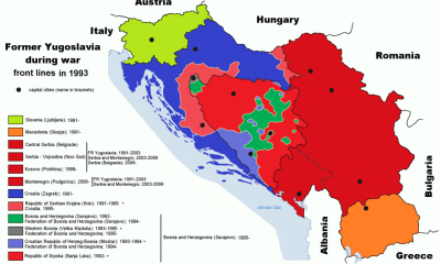 1993 Map of Yugoslavia during the Bosnia war