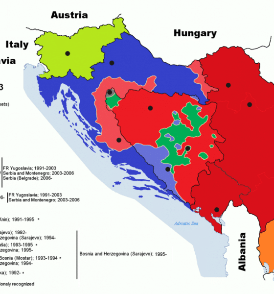 Bosnian genocide - 1993 Map of Yugoslavia during the Bosnia war