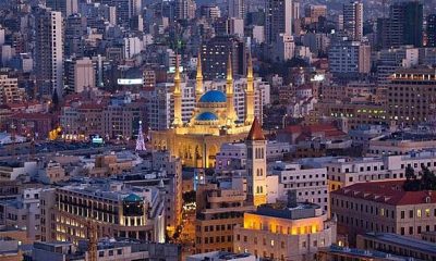 Mohammed Al Amine Mosque illuminated in Beirut