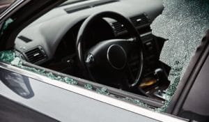 Car with shattered window
