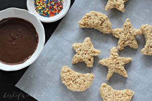 Crescent and star shaped rice krispy treats for Eid