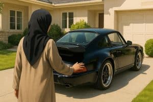 Porsche Carrera in the driveway
